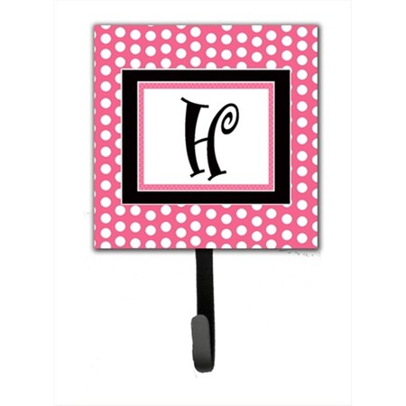 Carolines Treasures Letter H Initial Monogram - Pink Black Polka Dots Leash Holder Or Key Hook CJ1001-HSH4